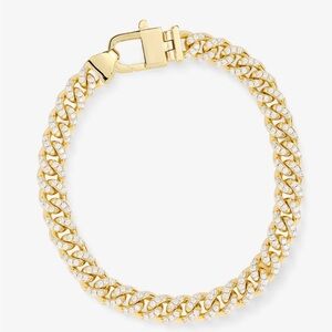 Melinda Maria Gold Cuban link chain cz pave bracelet